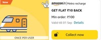 GET FLAT Rs. 10 on Rs. 100 Metro Recharge by collecting coupon