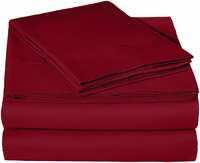 AmazonBasics Microfiber Sheet Set - (Includes 1 bedsheet, 1 Fitted Sheet with Elastic, 2 Pillow Covers) King, Burgundy