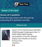 Amazon Xiaomi 12 Pro Quiz Answers Today
