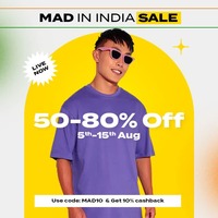 Mad in India sale (50-80% off)|5-15th August|10% cashback 
