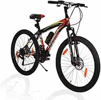 Leader Ultima Mens 26T Multispeed (21 Speed) Mountain Bike with Front Suspension & Dual Disc Brake - Matt Black/Red. Ideal for 12 + Years (Frame: 18 Inches)