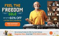 Pepperfry Freedom Sale get up to 60% off + Extra 50% cashback (Register Now and Get ₹ 10,000 Credits)
