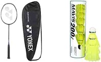 Yonex Badminton Racquet Astrox 01 Ability (Rotational Generator System, AERO + BOX Frame, 80 Grams, 28 Lbs Tension)& Mavis 200I
