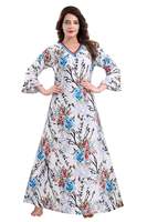 Fabme Women's Printed Flare Nighty with Long Sleeves