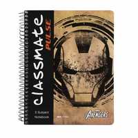 Classmate 2100128 Soft Cover 5 Subject Spiral Binding Notebook, Single Line, 250 Pages