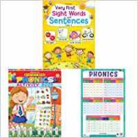 Very First Sight Words Sentences Level - 1+My Activity- Phonics Activity Book+Phonics - Thick Laminated Preschool Chart(Set of 3 Books) Product Bundle