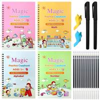 4 PCS Magic Practice Copybook for Kids, Handwriting English Reusable Magical Practice Copy Books