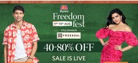 Myntra Freedom Fest [11th - 15th August ] - Get 40% - 80% Off + Extra Coupon & Flash Sale