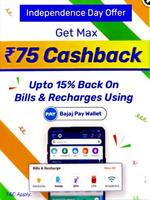 Bajaj Finserv app upto 15% cashback (max Rs.75) on Bill payments using WALLET (on 15.08.22)