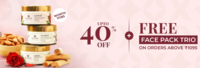 Upto 40% off + Free Face Pack Trio on orders above 1095