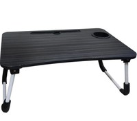 OANGO WOODEN LAPTOP TABLE Wood Portable Laptop Table  (Finish Color - BLACK, Pre Assembled)