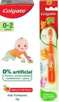 Colgate Kids (0-2 years) Extra Soft & Kids (0-2 years), Natural Fruit Flavour, Fluoride Free  (Multicolor)
