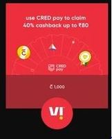 Use 1000 cred coins to get 40% upto 80 cb on vi (user specific)