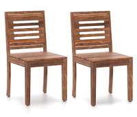 Set of 2 Wooden Dining Chairs for Kitchen | Kitchen Chair Furniture for Kitchen (Natural Teak)