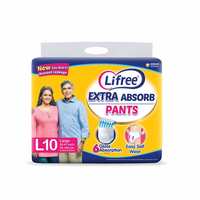 Apply ₹100 Off Coupon : Lifree Extra Absorb Adult Diaper Pants (L, 10 Pcs)