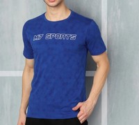 Printed Men Round Neck Blue T-Shirt