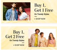 Myntra Flash Sale  - Buy 1 Get 2 / Get 1 Free on MRP