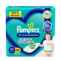 Pampers All round Protection Pants, Double Extra Large size baby diapers (XXL) 42 Count, Anti Rash diapers, Lotion with Aloe Vera