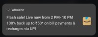 Amazon Flash Sale 100% Upto Rs 50 Back on Recharge And Bill Payment Using UPI (Select users)