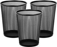 MaxGear Mesh Pen Holder Pencil for Desk Cup Organizer Black, 3 Pack