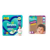 Pampers All round Protection Pants baby diapers (XXL) 42 Count & Active Baby Taped Diapers, Large size diapers, (L) 18 count