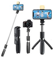 Mindfied ™Best R1s-2 Bluetooth Extendable Selfie Stick with Wireless Remote and 2 Level Fill Light for Making TikTok, Vlog Videos and Tripod Stand Selfie Stick for Creating