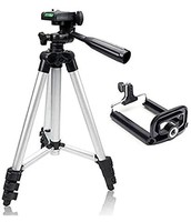 NAFA 3110 Portable and Foldable Tripod with Mobile Clip Holder Bracket Tripod (Black, Supports Up to 490 g)