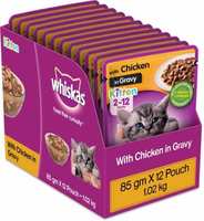Whiskas Kitten (2-12 months) Chicken 1.02 kg (12x0.09 kg) Wet Young, New Born Cat Food (User Specific) 