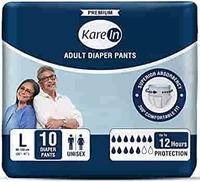 Kare In Premium Adult Diaper Pants, Large 90 - 120 Cm (35"- 47"), Unisex, Leakproof, Elastic Waist, Wetness Indicator, 10 Count