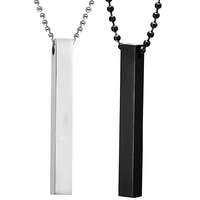 Okos Men's Jewellery 3D Cuboid Vertical Bar/Stick Stainless Steel Locket Pendant Necklace for Boys and Men PD1000871