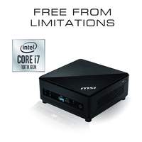 MSI Cubi 5 10M Mini PC with Intel Core i7-10510U Quad Core Processor up to 4.90GHz, Integrated Graphics External Power Switch, Black
