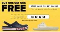 Crocs : Buy 1 Get 1 Free Offer Valid Till 28 August 