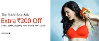 Zivame Rushhour Sale - Extra Rs.200 off + Free Shipping (5 - 12am)