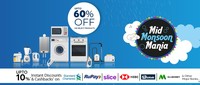  Mid Monsoon Mania Upto 60% Off On Electronics + 10% Cashback /Discount on Selected Cards