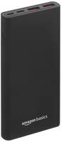 Amazon Basics 10000mAh Power Bank | 18W Fast Charging | Dual Input and Triple Output Ports | Flat Metallic Body, Black