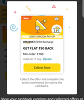 50 cashback on 100 d2h recharge(upi)