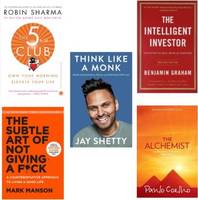  Combo Of 5 Best Self Help Books: 5am Club, The Subte Art, Intelligent Investorr, Alchemmist (English, Paperback)