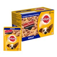 Pedigree Wet Food for Adult Dogs, Chicken & Liver Chunks in Gravy Flavour, Pack of 15 (15 x 70g)