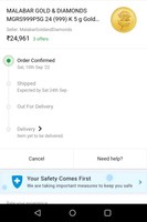 Malabar Gold Coin 24 K (999) 5 gms at ₹24961. ₹2500 off with ICICI credit cards