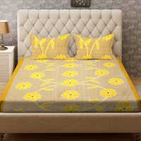 Bombay Dyeing Felix 136 TC Microfibre Double Bedsheet with 2 Pillow Covers - Yellow
