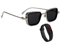 UV Protection Retro Square, Sports Sunglasses (Free Size)  (For Men & Women, Black)