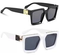 UV Protection, Polarized, Mirrored Rectangular Sunglasses (Free Size)  (For Men & Women, Black)