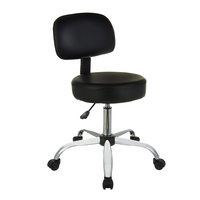 AmazonBasics Height Adjustable Office/Bar/Kitchen Stool with Back Cushion in Black (Leather Upholstery)