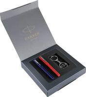 Parker Beta standard Red & Blue ball pen with Parker keychain Pen Gift Set (Blue)