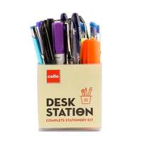 Cello Desk Station, Assorted office stationery items| Ball Pens, Marker, Highlighters |23 Stationery items & 1 pen stand| Ideal for office and home use, Multicolor (CEL1012113)