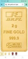 Bangalore Refinery 24k (999.9) 2 gm Yellow Gold Bar