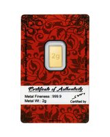 Bangalore Refinery 24k (999.9) 2 gm Yellow Gold Bar