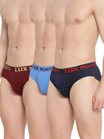 LUX MAESTRO Men's Plain Brief (Maestro_LM06B_3PC_1PAK_Light Blue, Maroon & Navy_XL (1-1.05) mtr)