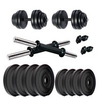 Kore PVC DM 4-40 Kg (Black/Black-Red/3 IN 1 Convertible) Dumbbells Set and Fitness Kit for Men and Women Whole Body Workout