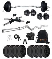 Kore PVC 10-40 Kg Home Gym Set with One 3 Ft Curl and One Pair Dumbbell Rods with Gym Accessories